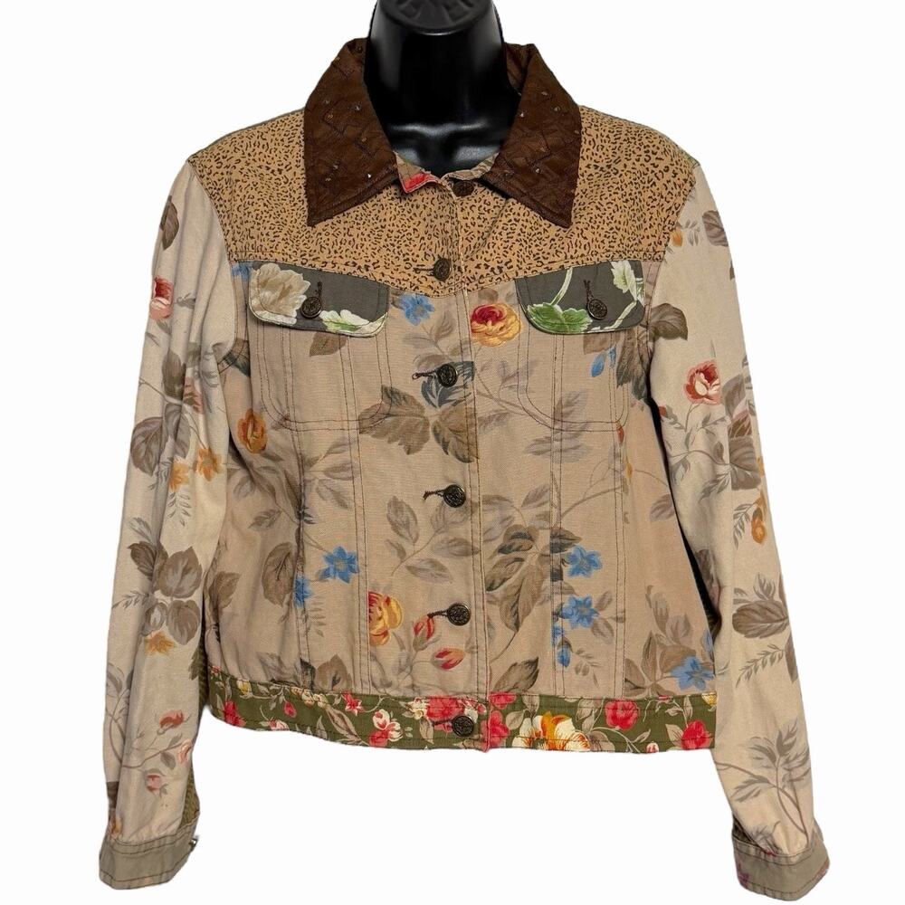 Vtg Boho Stonebridge Patchwork Jacket 90s Y2k Ani… - image 1